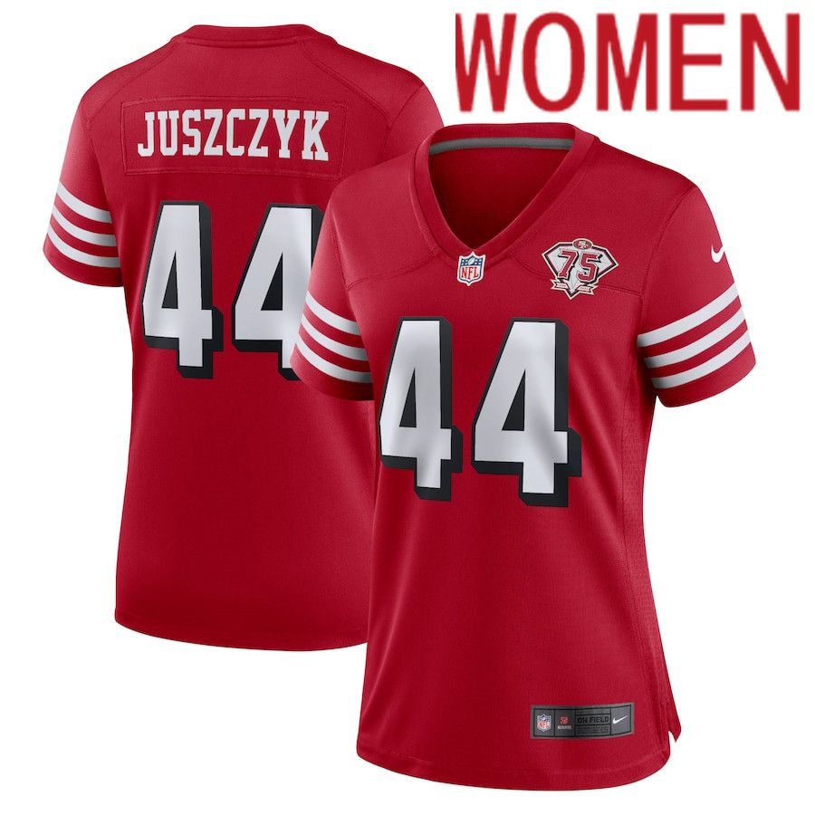 Women San Francisco 49ers 44 Kyle Juszczyk Nike Scarlet 75th Anniversary Alternate Player Game NFL Jersey